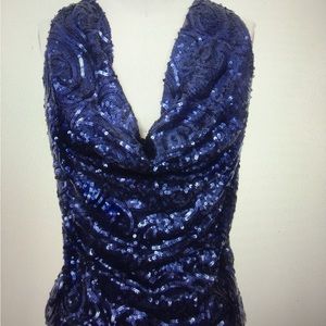 COPY - Blue sequin cowl neck top Size Medium